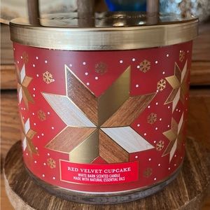 White Barn Bath & Body Works 3 Wick Candle - Red Velvet Cupcake